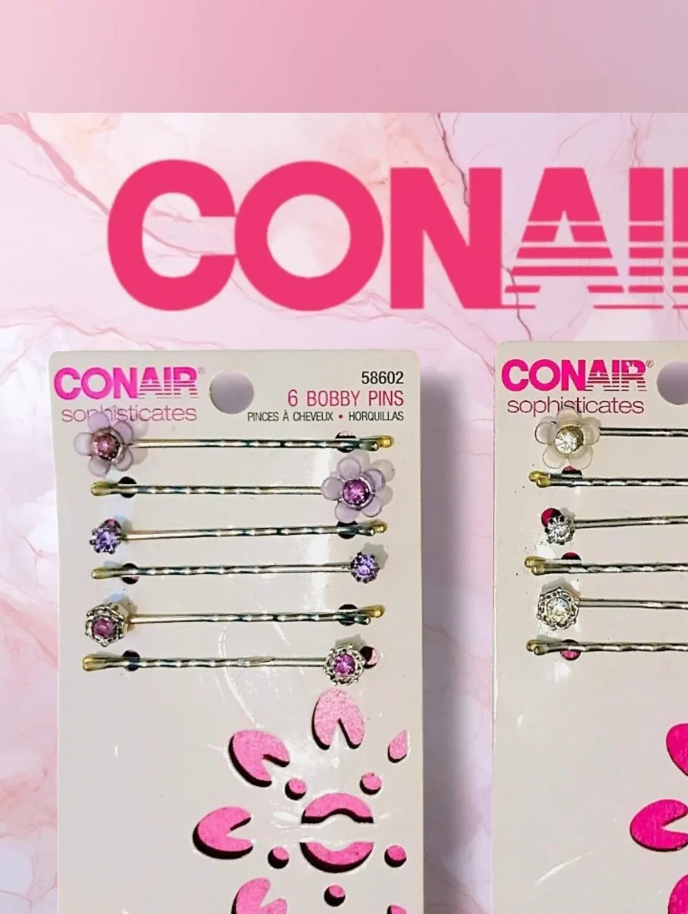 Conair Discontinued Sophisticates Decorative Bobby Pins - Purple / Clear 6 Pack